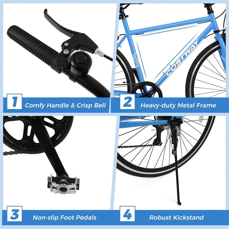 26" Mountain Bike 6-Speed Drivetrain Cycling Bicycle with Dual C-Brakes, Adjustable Seat & All-Terrain Tires, MTB City Bike for Men Women Teens