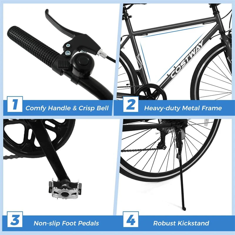26" Mountain Bike 6-Speed Drivetrain Cycling Bicycle with Dual C-Brakes, Adjustable Seat & All-Terrain Tires, MTB City Bike for Men Women Teens