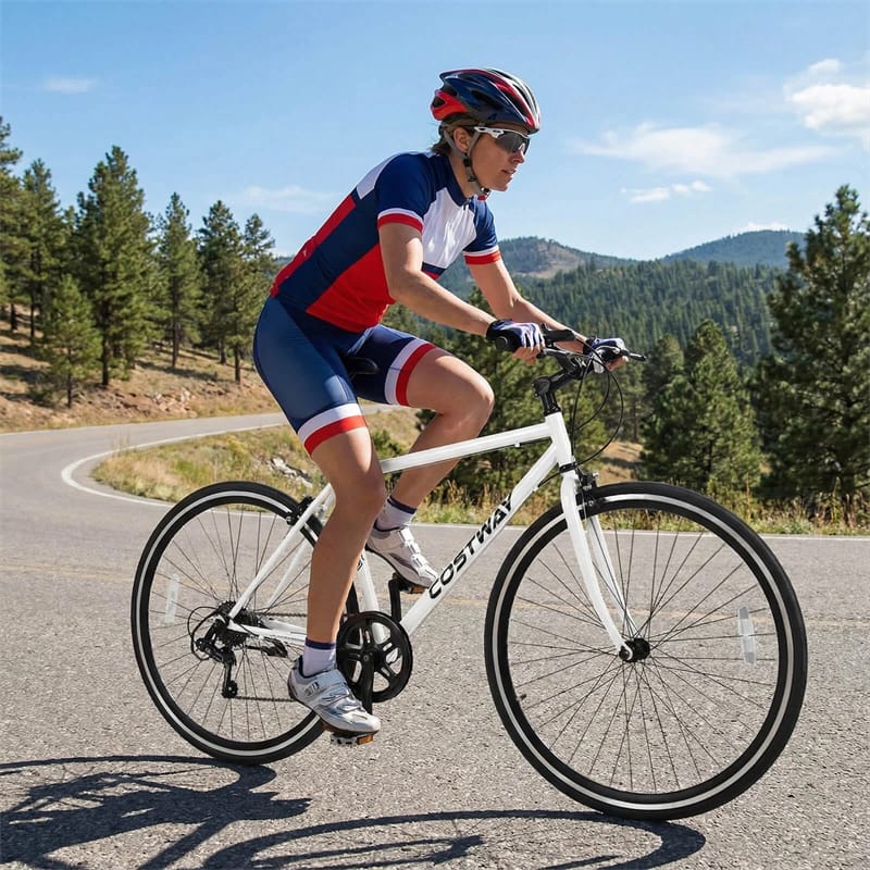 26" Mountain Bike 6-Speed Drivetrain Cycling Bicycle with Dual C-Brakes, Adjustable Seat & All-Terrain Tires, MTB City Bike for Men Women Teens