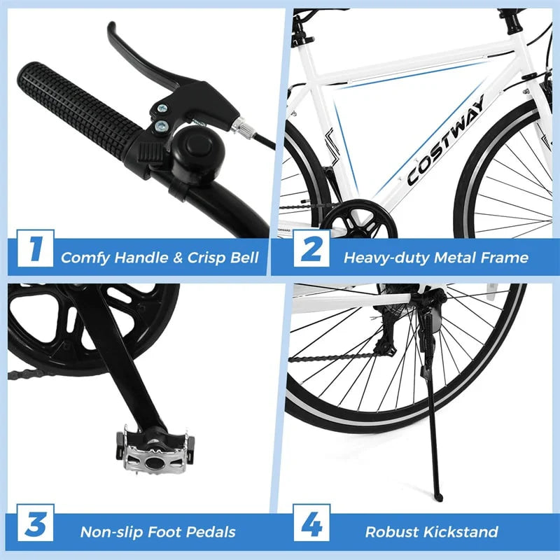26" Mountain Bike 6-Speed Drivetrain Cycling Bicycle with Dual C-Brakes, Adjustable Seat & All-Terrain Tires, MTB City Bike for Men Women Teens