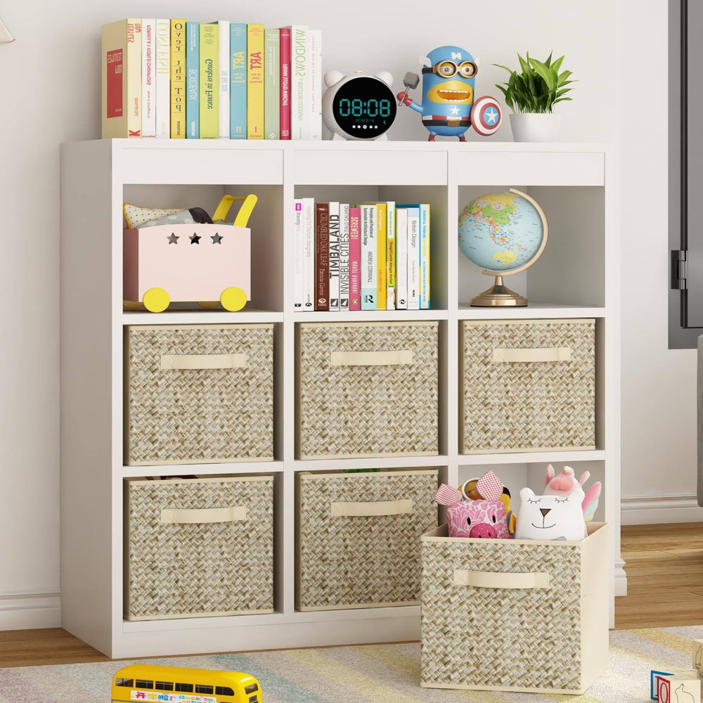 Wisdom Star 6 Pack Fabric Storage Cubes with Handle, Foldable 11 inch Cube Storage Bins, Storage Baskets for Shelves, Storage Boxes for Organizing
