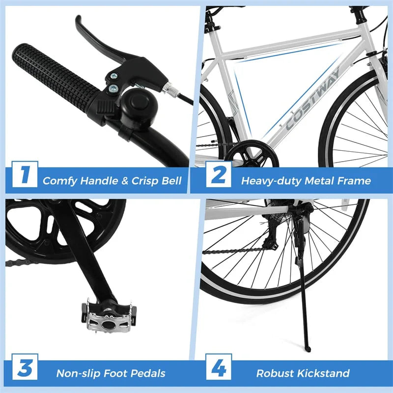 26" Mountain Bike 6-Speed Drivetrain Cycling Bicycle with Dual C-Brakes, Adjustable Seat & All-Terrain Tires, MTB City Bike for Men Women Teens
