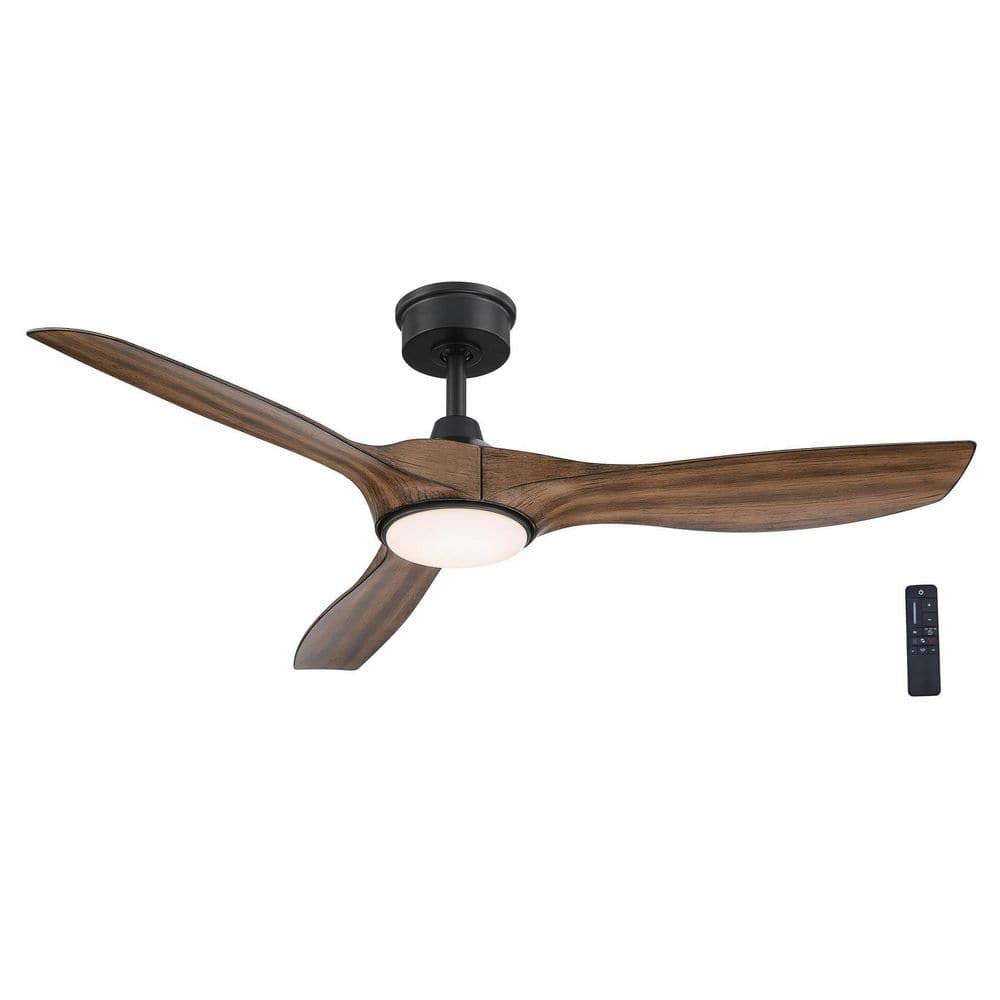 Home Decorators Collection YG825A-NI Marlon 52 in. Integrated LED Indoor Natural Iron Ceiling Fan with Brazilian Walnut Blades and Remote Control
